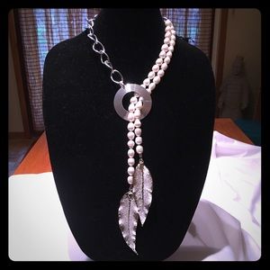 Fresh water pearls, with hand dipped silver leafs